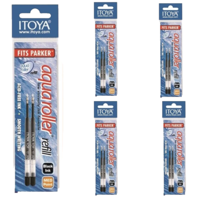 Itoya Lot/5 Aquaroller Pen Refill Fine Black Ink 2/Pk Ballpoint Office