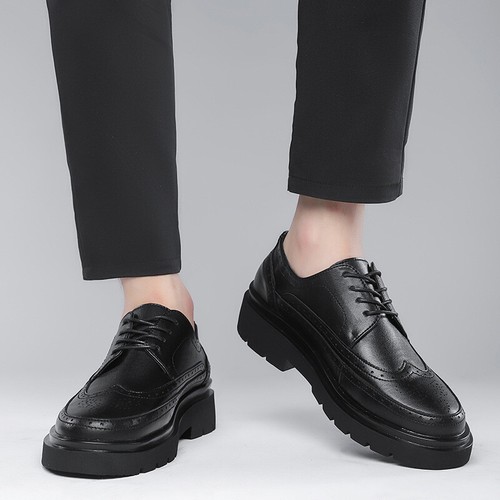 Mens Brogues Faux Leather Thick Sole 