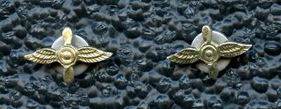 Mongolian Air Force Wings and Propeller Insignia for Collar Tabs pre 90's, pair