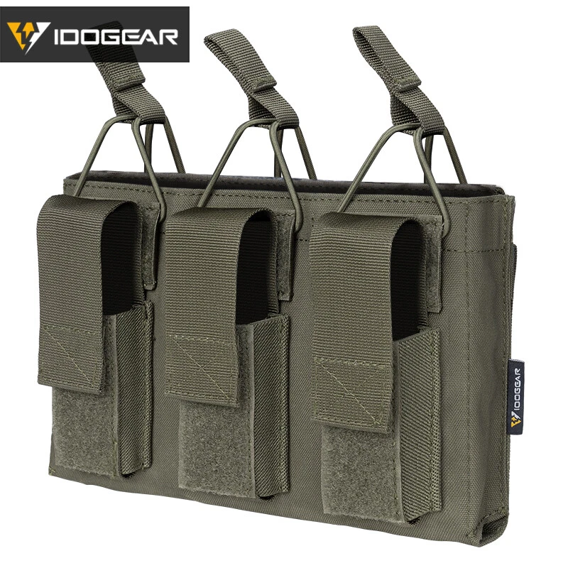 IDOGEAR Tactical Magazine Pouch Mag Carrier Triple Open MOLLE 5.56&Pistol Camo