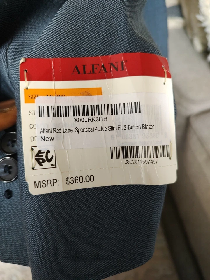 Abrigo deportivo Alfani etiqueta roja (44L) "Slim Fit" blazer 2 botones Foto 3 de 4