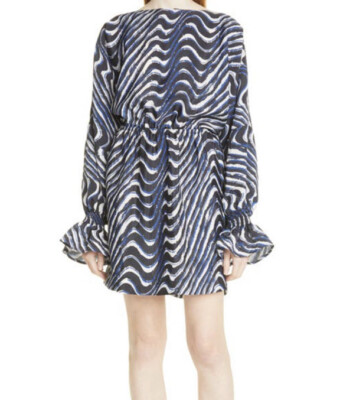 NWT Baum Und Pferdgarten AEMILEY LONG SLEEVE MINIDRESS IN BLUE WAVE Size 34