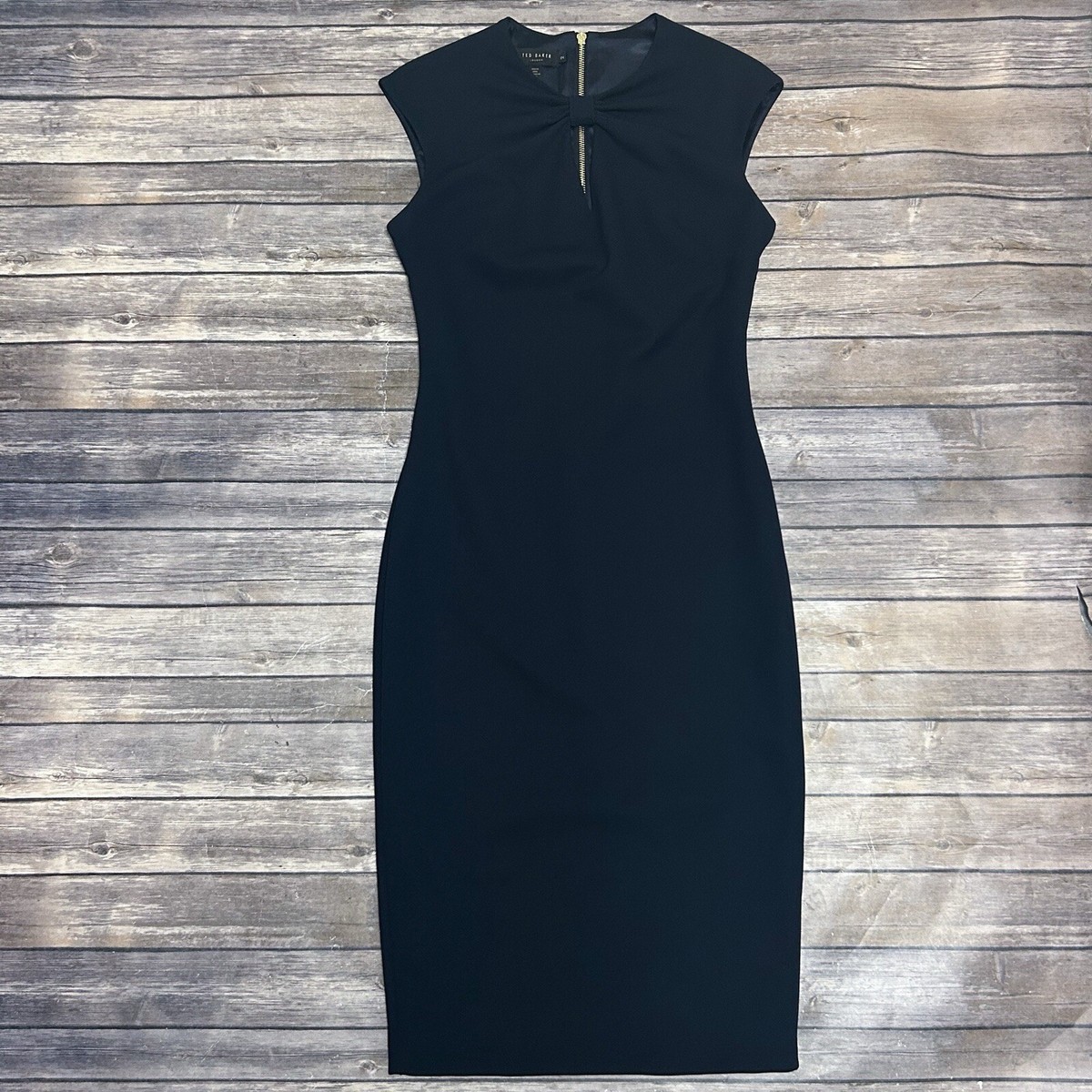 Ted Baker London Navy Blue Sleeveless Kezzia Keyhole Midi Sheath Dress 2 US  6 | eBay