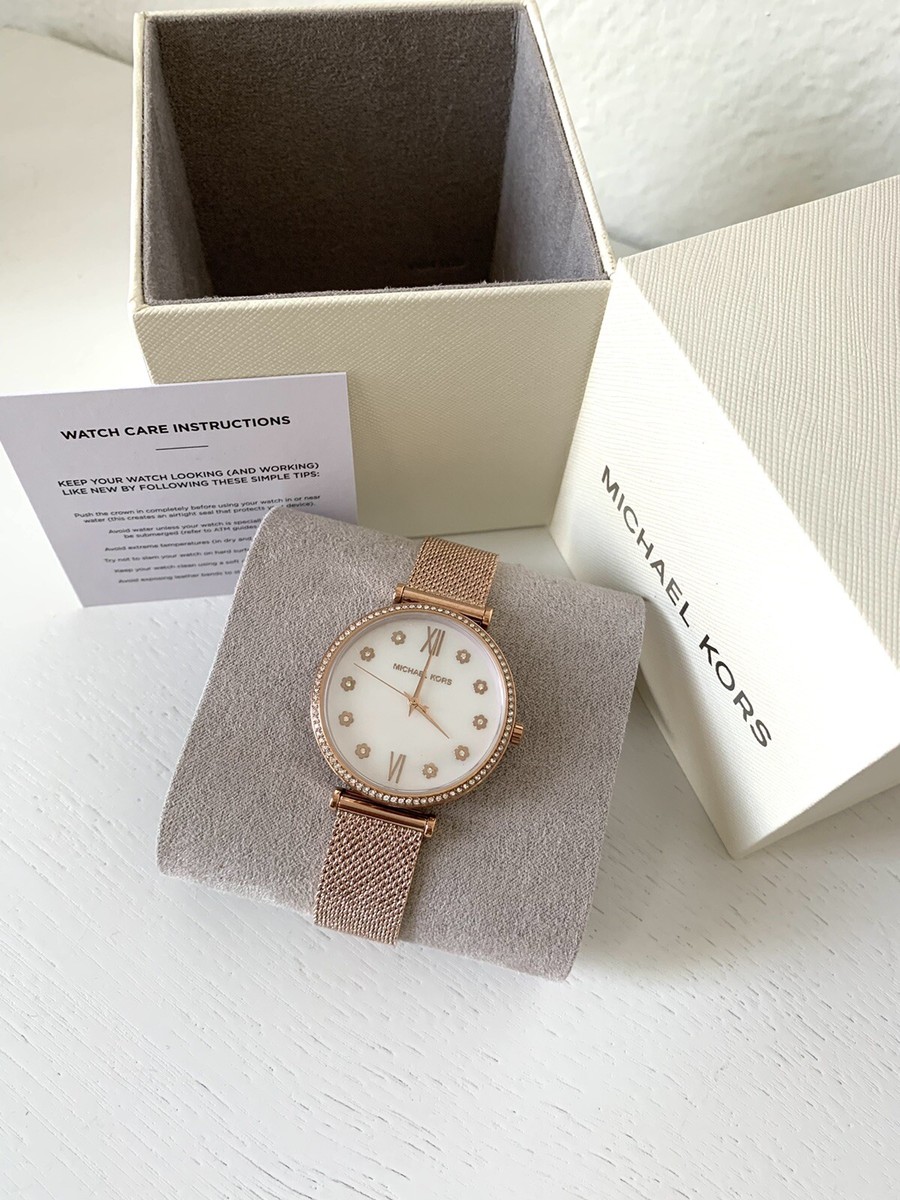 MK Maisie Three-Hand Rose Gold-Tone Mesh Watch | eBay display picture 3