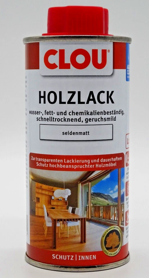 Clou Aqua Holzlack Klarlack Grundierung schnelltrocknend seidenmatt - 0,75 L - Bild 2 von 4