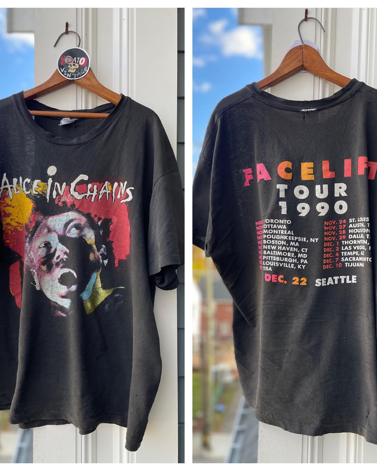 Alice In Chains rock band Facelift Tour 1993 Remake T shirt 2 side tee