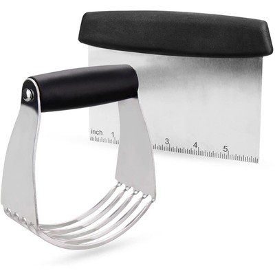 Dough Blender Stainless Steel Pastry Cutter Set - Multipurpose Bench Scraper