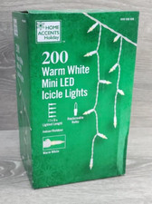 HOME ACCENTS Holiday 200 LED Icicle Lights Warm White 17.5 ft NEW Christmas