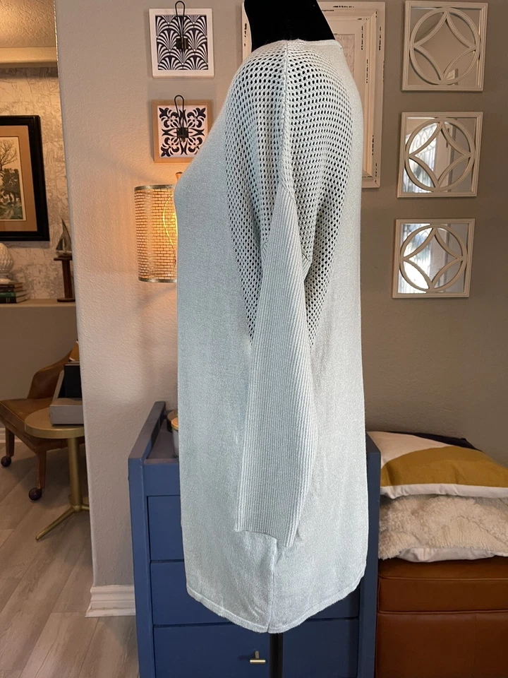 Suéter Cashmere Inc International Concept M túnica asimétrica verde claro Foto 2 de 4