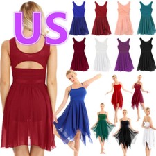 Women Lyrical Dance Dress Chiffon Ballet Modern Leotard Tulle Dress Gymnastic