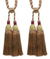 DéCopro Doppel Quasten Zugband, Farbe #4770 - Kirsche Grove Beige [ Set Mit 2]