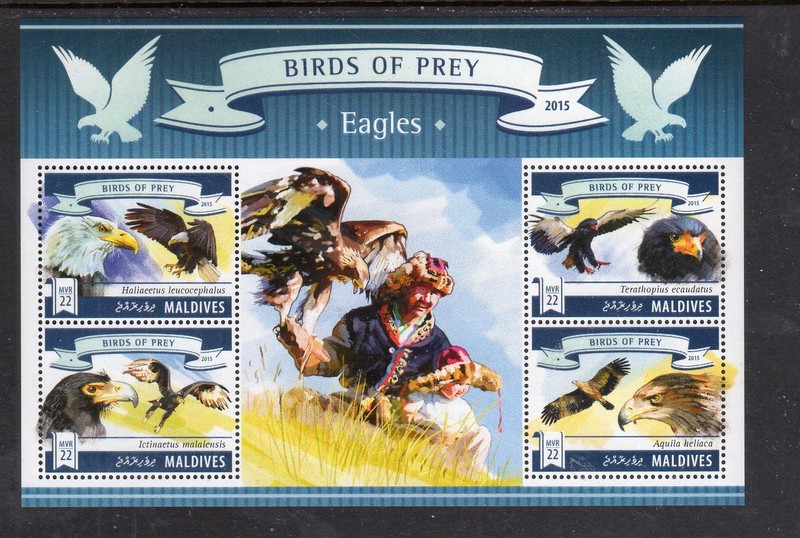 MALDIVES #3411 2015 EAGLES MINT VF NH O.G M/S4 (S7)