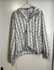Lacoste L VE Geometric Hooded Half-Zip Windbreaker Jacket Unisex Small