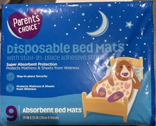 Parent  s Choice Disposable Bed Mats W/ Stay In Place Adhesive Strips