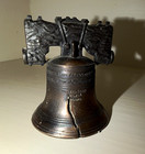 Small Metal Liberty Bell Collectible w/ Eagle Topper, Bronze/Black Metallic — photo 1