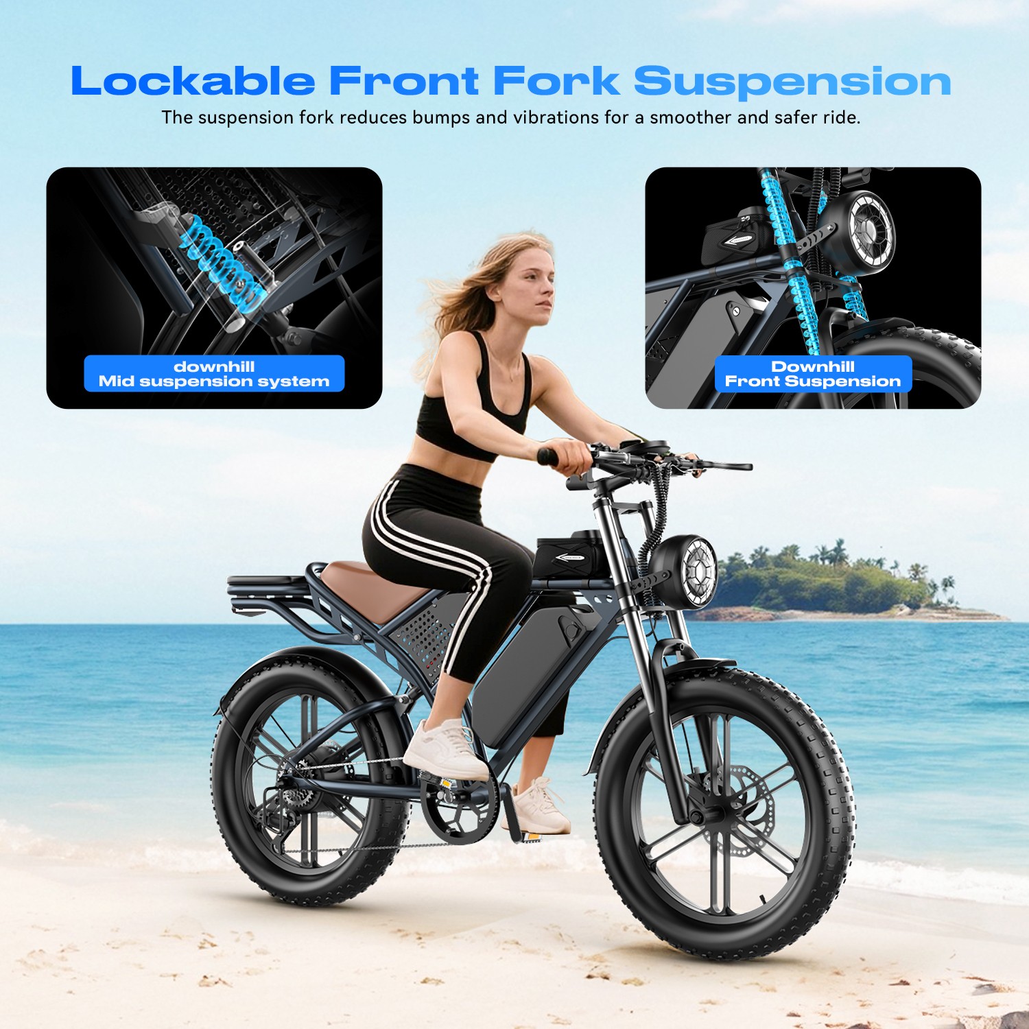 Electric Bike Adult 1500W 30-60Mile 25MPH 20*4" Fat Tire Off-road Mountain Ebike