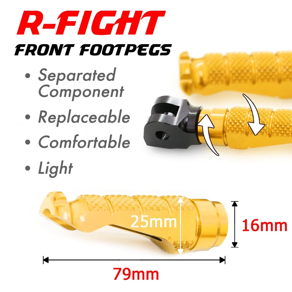 R-FIGHT Gold Front Foot Pegs For BMW R 1200 R 06-10 11 12 13 14 15 16 17 18 - Imagem 4 de 4