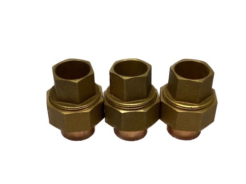 (3) NOS Unbranded 3/4โ C x C Cast Copper Pipe Union Pressure Fitting
