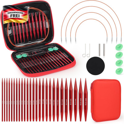 Auswechselbare Rundstricknadeln Set 13 Paar flexible Metall Nadelgrößen Für Anfä