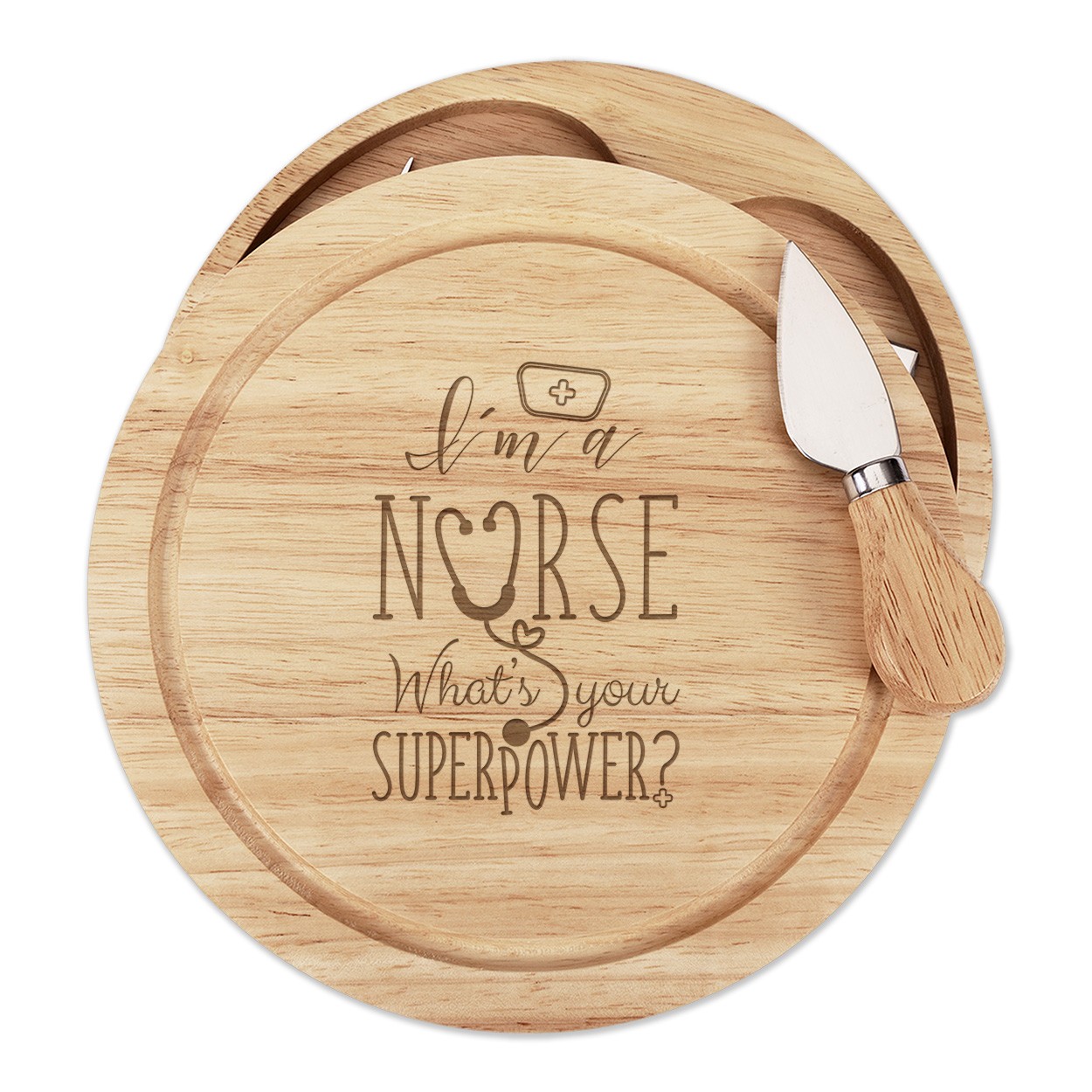 I'm A Nurse What's Your Superpower Cheese Board Knife Set Funny