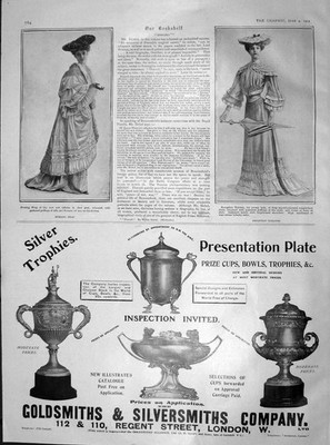 Original alter antiker Druck 1904 Damenmode Abend Wrap Empfang Toilette