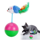 Pet Cat Tumbler Toys False Mouse Cat Toys Interactive Kitten Teaser Feather Toy