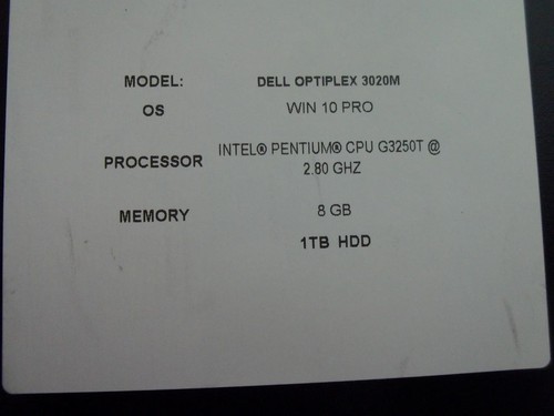 Dell OptiPlex 3020M Pentium G3250T 2.80GHz 8GB 1TB HDD W10 Mini PC (A7421) - Bild 8 von 8