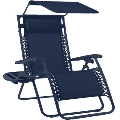 Best Choice Products Folding Zero Gravity Recliner Lounge Chair Canopy Side Tray