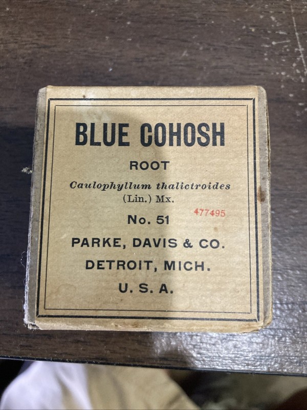 Vtg Parke Davis & co, Blue Cohosh 1900s Pharmacy box, Detroit Michigan