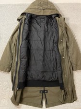 Zara Men’s Basic Outerwear Khaki Green Parka Jacket with Removable Padded Liner