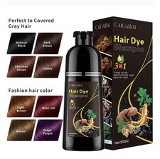Black Hair Dye Shampoo Natural Instant 3 in 1 Hair Dye Shampoo 500ml FREE SHIP