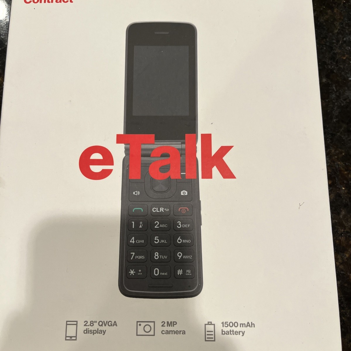 New Verizon ETalk Flip Phone - Prepaid Or Postpaid, Basic Gray Flip Phone 6 thumbnail image