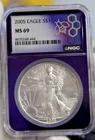 2005 US Silver Eagle $1 NGC MS69 Purple Core Slab
