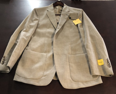 Hickey Freeman Wool Blend Sports Coat Tan Beige Classic Fit SZ 40R  $395