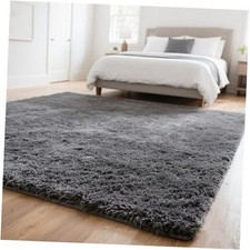 Grey Fluffy 8x10 Area Rug for Living Room, Plush Shag Rugs for Bedroom, Large
