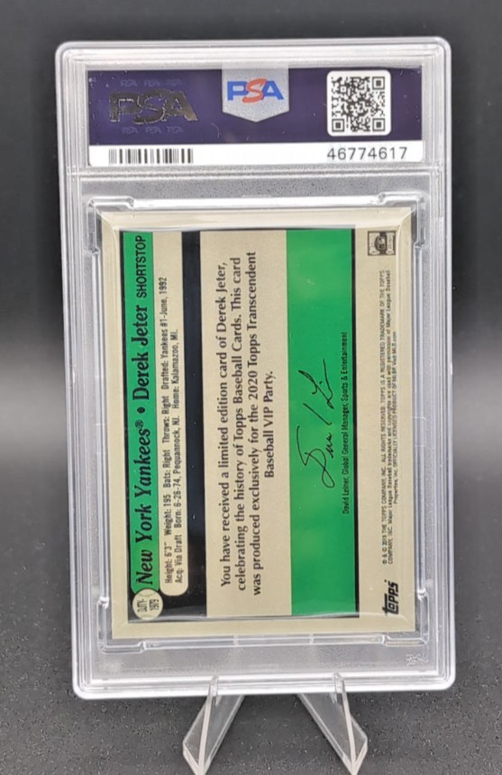 2020 Topps Transcendent VIP Derek Jeter /100 PSA 10 #1979 view 6