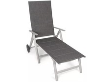 Transat De Jardin VG-6910, Avec 2 Roues, Accoudoirs, Réglable En 7 Positions - A