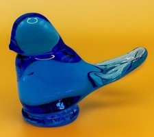 Vintage Blue Bird of Happiness Ron Ray 1993 Art Glass Figurine  Cobalt Sparrow