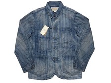 RRL Double RL Shadow Striped Engineer Coat Jacket Size M Indigo Ralph Lauren New