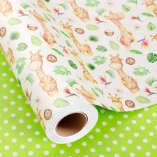 Giraffe Wrapping Paper Reversible Dot Design Gift Wrap 17 Inch x 32.8 FT