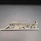 Vintage Cat & Kitten at Bowl Food Dish Bar Brooch Pin, Marked JJ, Metal — photo 4