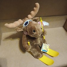 NEW Prestige Toy Company 1988 Skiing Moose Vintage Plush 15" Stuffed Animal