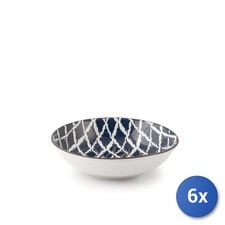 6x Coppette H&H Seta In Porcellana Disegni Assortiti Blu 14X2,5Cm