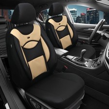 2x Sitzbezüge passend für VW Polo 6R / 6C ab 2009-2016 (Schwarz- Beige) ARTE107