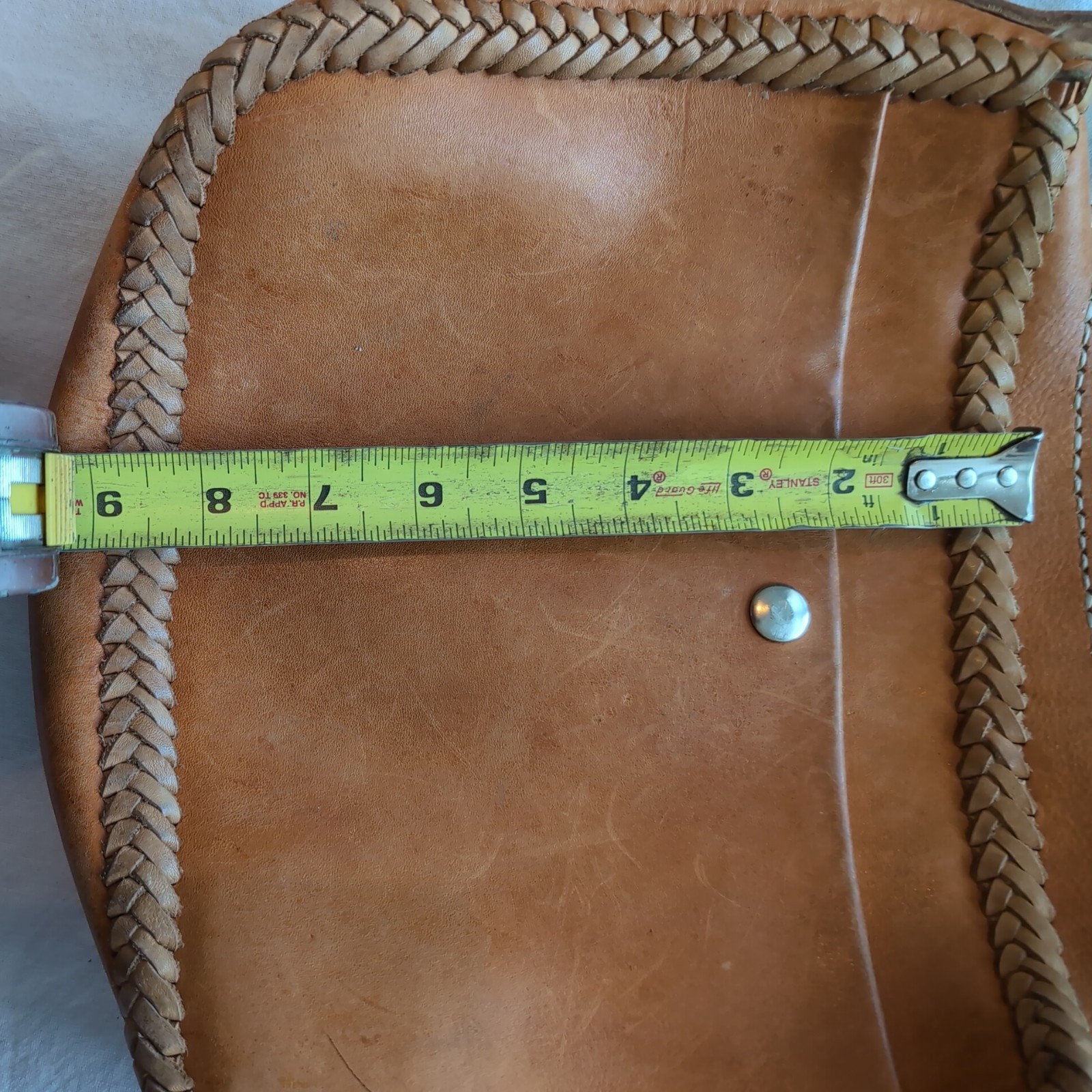 VTG 70s Tooled Handmade Soft Leather Whipstitch B… - image 20