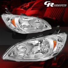 Pair Of Chrome Housing Amber Corner Headlights Lhrh For 04-05 Honda Civic 24dr