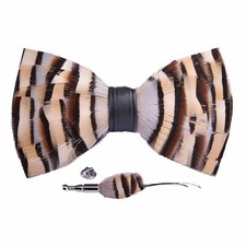 Pre-tied Peacock Bowtie Brooch Set Feather Bow Tie Necktie with GIFT BOX for ...