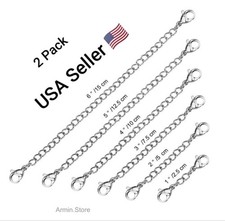2-Pack Extender /Safety Chain Extender Necklace Bracelet Lobster lock 1" To 6"