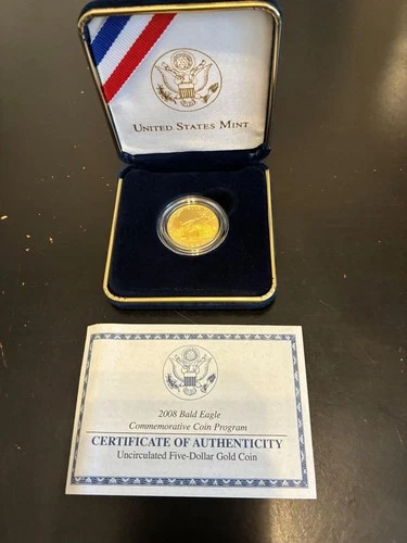 $5 Gold Coin Proof 2008-W Bald Eagle Commemorative w/ Box & COA