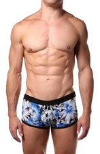 Justin Case JustinCase Blue Grey Floral Print Boxer Briefs Trunks Small S